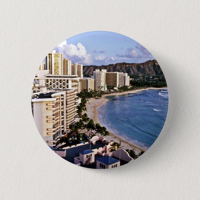 Diamanthuvud - Waikiki strand, Oahu Knapp (Framsida)