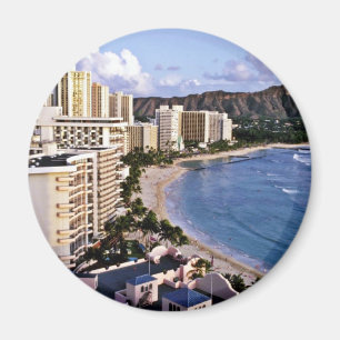 Diamanthuvud - Waikiki strand, Oahu Magnet
