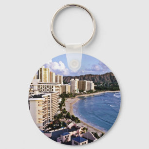 Diamanthuvud - Waikiki strand, Oahu Nyckelring