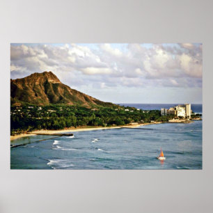 Diamanthuvud - Waikiki strand, Oahu Poster