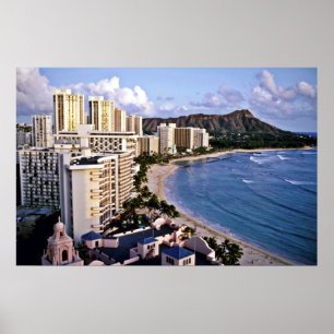 Diamanthuvud - Waikiki strand, Oahu Poster