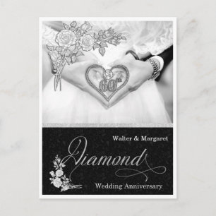 Diamantjubileum 60:e Silver och Svart Vykort