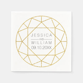 Diamantjuvelgeometri guld glitter bröllop pappersservett