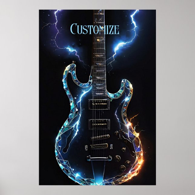 Diamantklippt elektrisk gitarr poster (Framsidan)