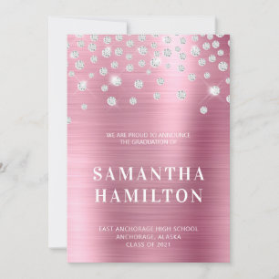 Diamantkonfetti Rosa Ombre Folie Examen Meddelande