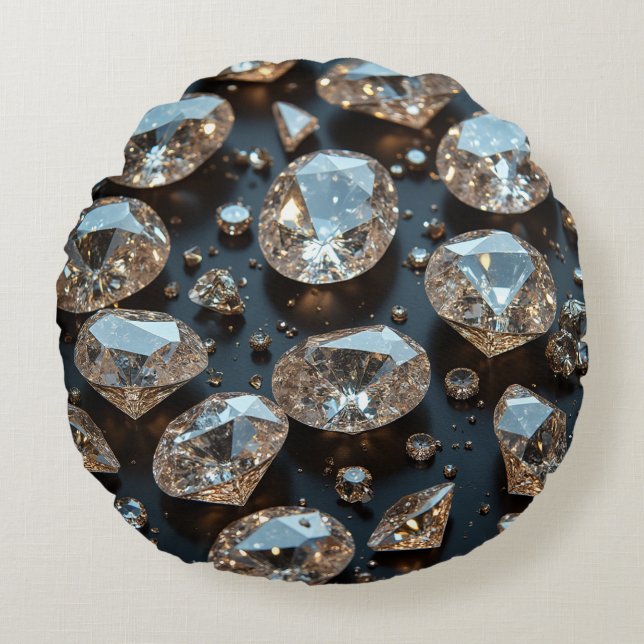Diamantkudde ser ut som diamantlyx rund kudde (Framsidan)