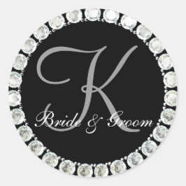 Diamantmonogram K anpassade försegling Runt Klistermärke