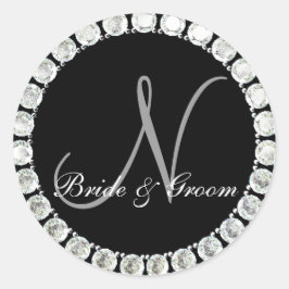 Diamantmonogram N anpassade försegling Runt Klistermärke