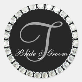 Diamantmonogram T anpassade försegling Runt Klistermärke