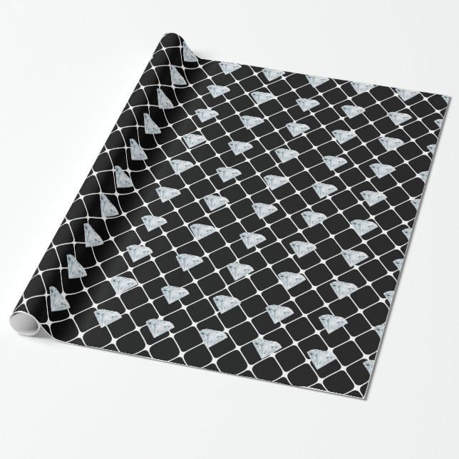 Diamantmönster Bling Bling Designer Snyggt Gåva Presentpapper (Utrullad)