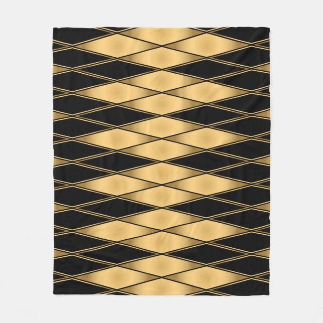 Diamantmotiv: guld-svart elegant mönster. fleecefilt (Framsidan)