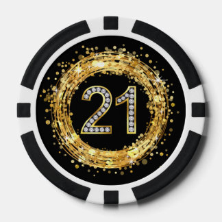 Diamantnummer 21 Glitter Blingskonfetti | GULD Poker Marker