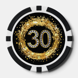 Diamantnummer 30 Glitter Bling Confetti | GULD Poker Marker