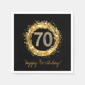 Diamantnummer 70 Glitter Bling Confetti | GULD Pappersservett