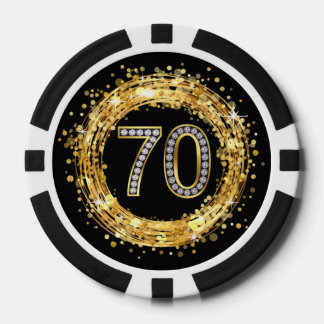 Diamantnummer 70 Glitter Bling Confetti | GULD Poker Marker