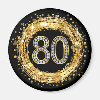 Diamantnummer 80 Glitter Bling Confetti | GULD Magnet