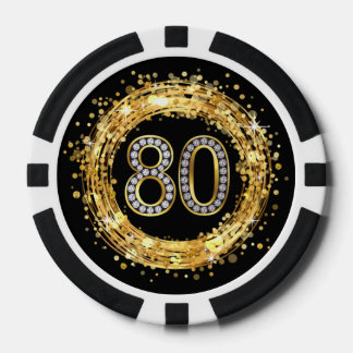 Diamantnummer 80 Glitter Bling Confetti | GULD Poker Marker