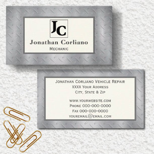 Diamantplatta metall med monogram visitkort