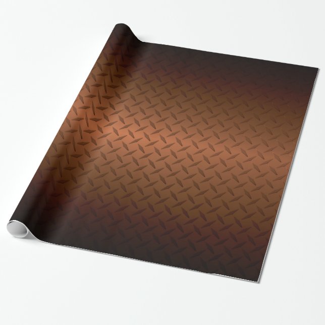 Diamantplattmönster Svart till Kopparfärg övergång Presentpapper (Utrullad)