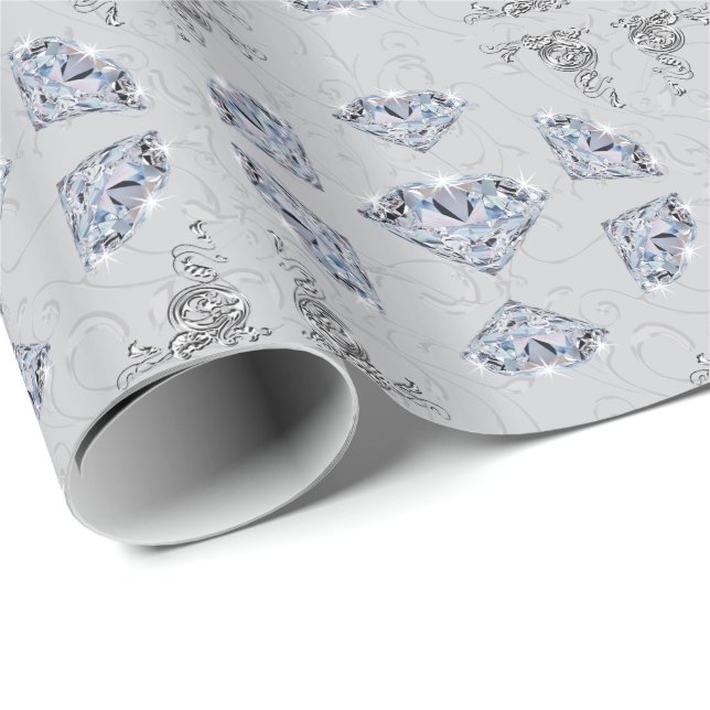 Diamantpresentpapper, valfri bakgrundsfärg presentpapper (Rullad Hörn)