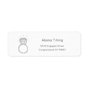 Diamantring adressetikett, Förlovningsetiketter Returadress Etikett