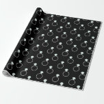 Diamantringmönster - svart presentpapper<br><div class="desc">Svart slående in papper med ett mönster av diamanten ringer. Perfekt för bröllop,  förlovningfiranden och möhippor!</div>