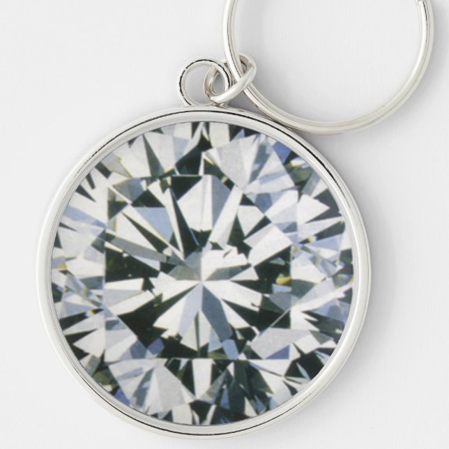 Diamantrundad, briljant nyckelkedja rund silverfärgad nyckelring (Framsidan)