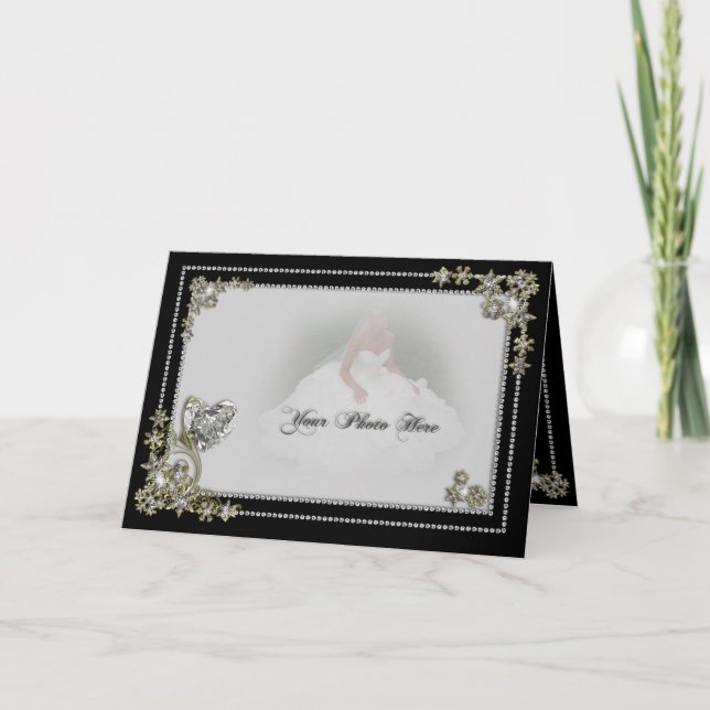 Diamantsnöflinga & hjärtavinterfoto kort (Framsida)