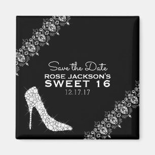 Diamantstiletthäl söta 16 sparar datera B&W Magnet