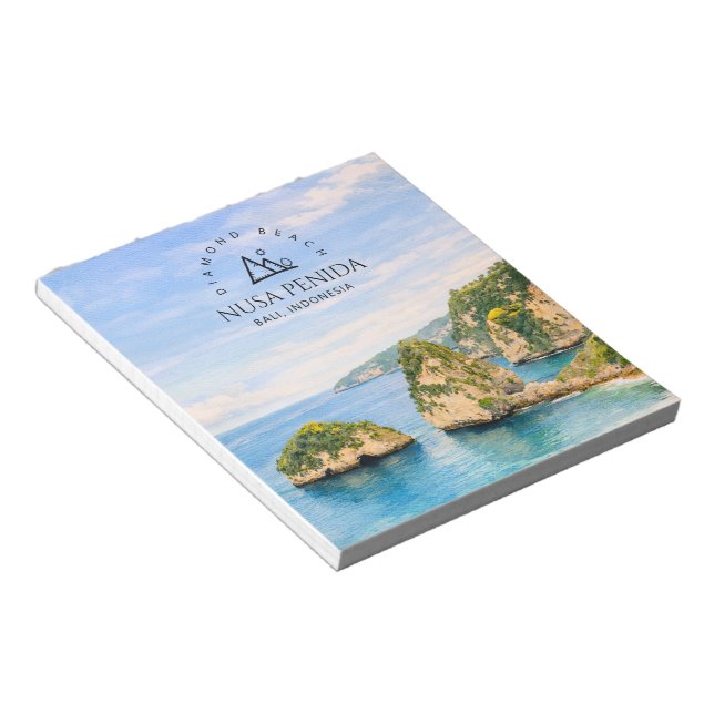 Diamantstrand Bali Akvarell Turkos Hav Anteckningsblock (Vinklad)