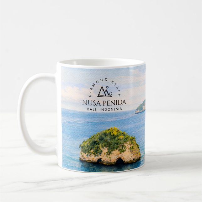 Diamantstrand Bali Akvarell Turkos Hav Kaffemugg (Vänster)