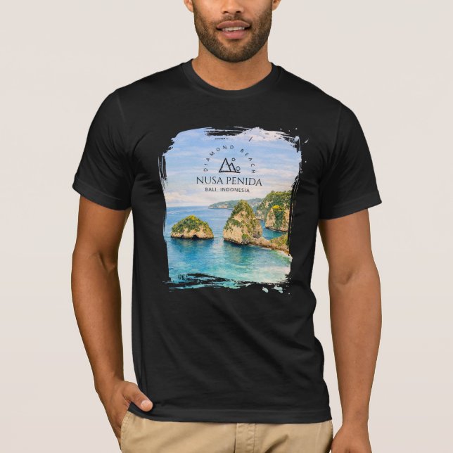 Diamantstrand Bali Akvarell Turkos Hav T Shirt (Framsida)