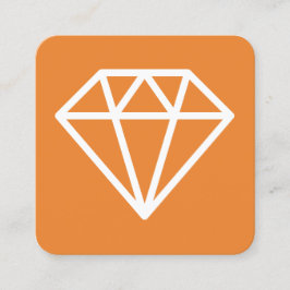 Diamantsymbol - vit på Orangen Fyrkantigt Visitkort