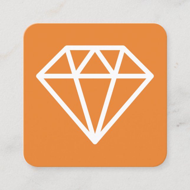 Diamantsymbol - vit på Orangen Fyrkantigt Visitkort (Framsida)