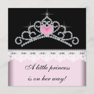 Diamanttiara Rosa Svart Prinsessa Bebis Badring Inbjudningar