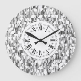 Diamantutseendet faux silver shine Roman numbling Stor Klocka