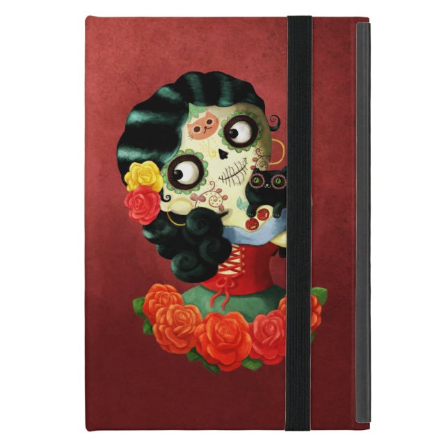 Diameter de Los Muertos Älskvärd mexicansk Catrina iPad Mini Fodral (Framsidan Closed)