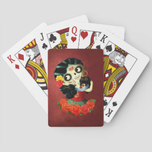 Diameter de Los Muertos Älskvärd mexicansk Catrina Spelkort