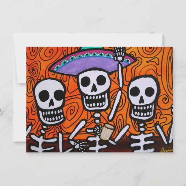 Diameter de los Muertos Amigos Mariachiinbjudan Inbjudningar (Framsida)