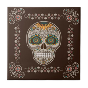 Diameter de los Muertos dekorativ solrosskalle Kakelplatta