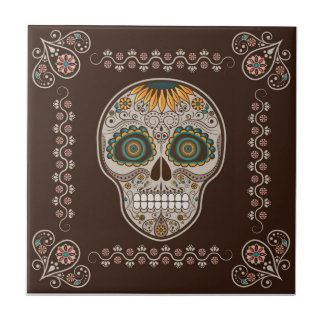 Diameter de los Muertos dekorativ solrosskalle Kakelplatta