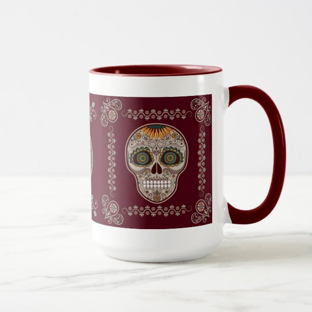 Diameter de los Muertos dekorativ solrosskalle Mugg (Höger)