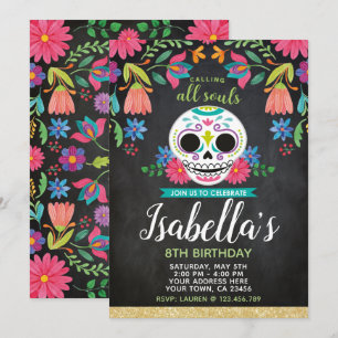 Diameter de los Muertos Födelsedag inbjudan