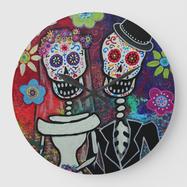Diameter de los Muertos Koppla ihop bröllopälskare Stor Klocka (Framsida)