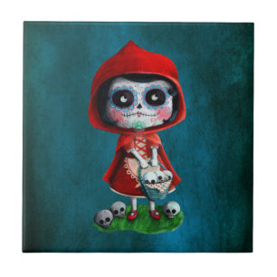 Diameter de los Muertos Lite röd ridninghuva Kakelplatta