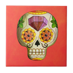 Diameter de Los Muertos Mexikan sockerskalle Kakelplatta
