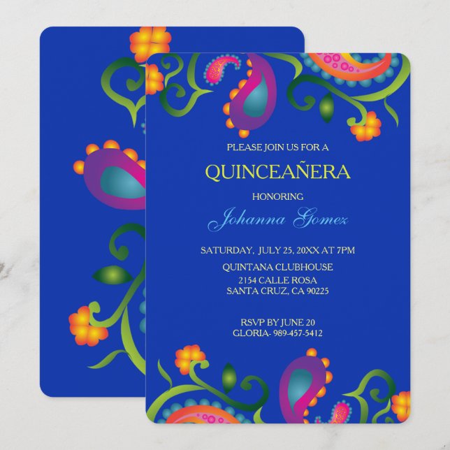 DIAMETER DE LOS MUERTOS QUINCEAÑERA INBJUDAN (Fram/baksida)