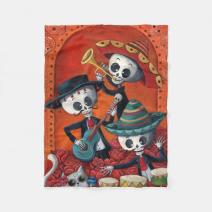 Diameter de Los Muertos Skelett MariachiTrio Fleecefilt