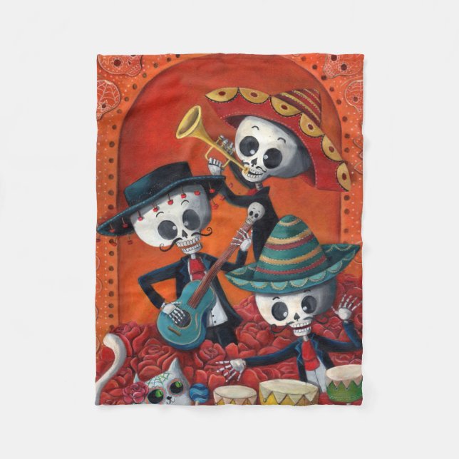 Diameter de Los Muertos Skelett MariachiTrio Fleecefilt (Framsidan)
