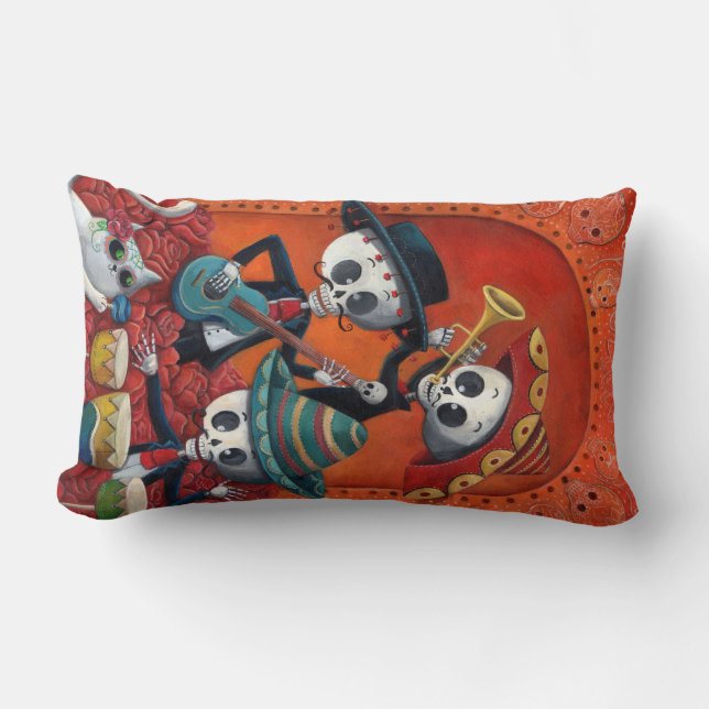 Diameter de Los Muertos Skelett MariachiTrio Lumbarkudde (Framsida)